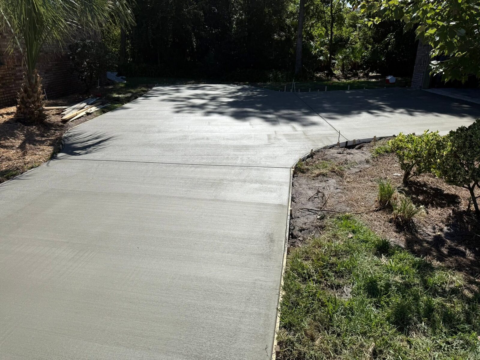 Finished concrete driveway