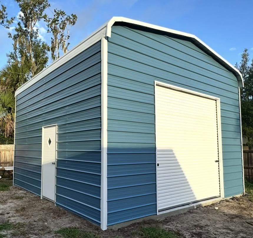 Steel building on a poured concrete slab